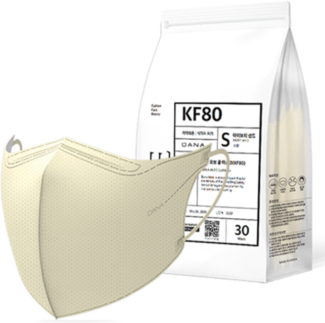 다나마스크 오브 쿨 뷰티라인 마스크 소형 KF80, 30개입, 1개, 아이보리샌드