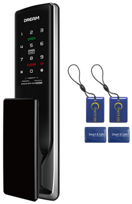 드림록 타공 무타공 푸시풀 손잡이 있음 도어락, DR-P900S, 방문설치