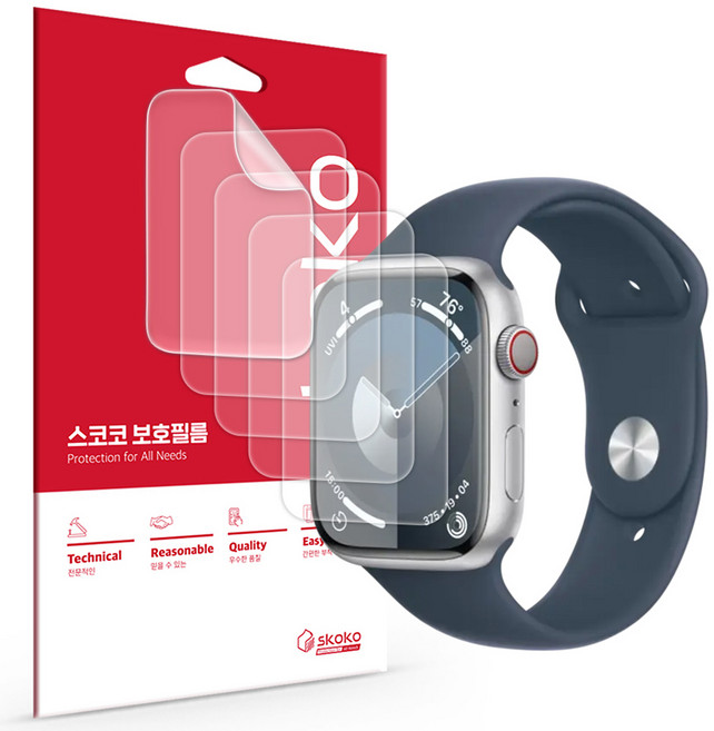 스코코 애플워치 풀커버 액정 보호필름 5p