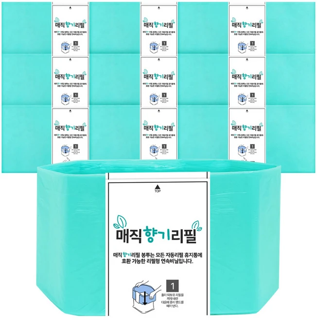 월드크린 매직리필 베이비파우더향 기저귀 봉투 220시리즈, 10개, 9L - 쿠팡