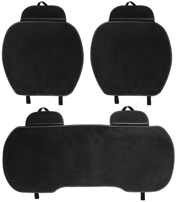 지엠지모터스 후리스 겨울방석 차량용시트 풀셋트 3p, 블랙, 1세트