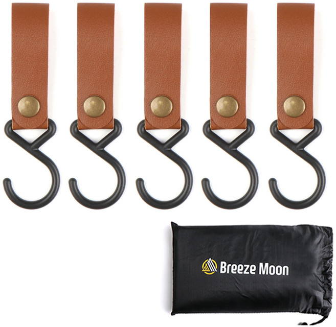 브리즈문 캠핑 가죽고리 5p + 파우치 세트, 레드 브라운, 1개