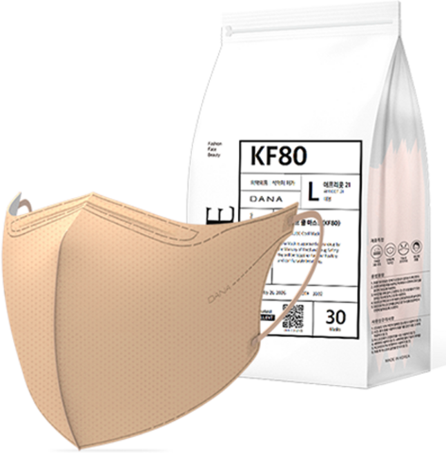 다나마스크 오브 쿨 뷰티라인 마스크 대형 KF80, 30개입, 1개, 애프리콧 21