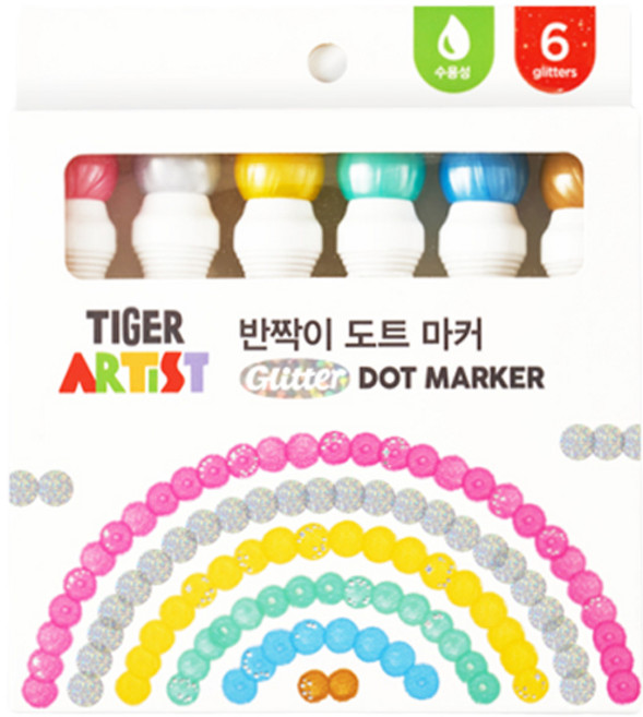 마이리틀타이거 타이거 반짝이 도트마커 40ml x 6종 세트, 6색