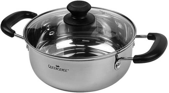 퀸센스 인덕션 IH 스텐 양수 라면냄비, 20cm, 혼합색상, 1개