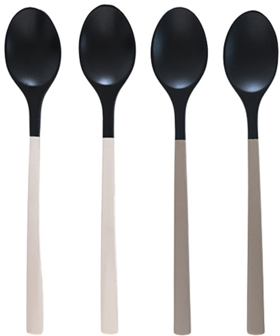 SOOM 원목 숟가락 세트, 아이보리 + 그레이, 숟가락 4p, 1세트