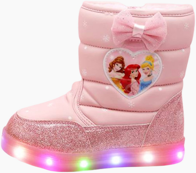 디즈니 여아용 프린세스 하트 LED 부츠