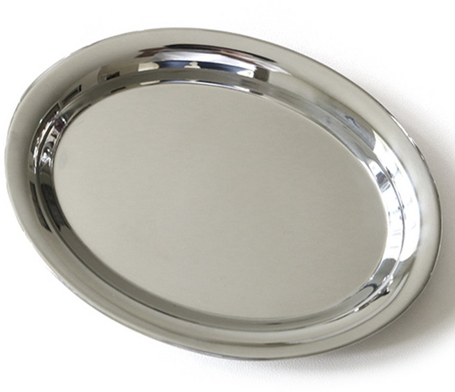 키친초이스 스텐유광 오발 타원 플레이트, 실버, 1개