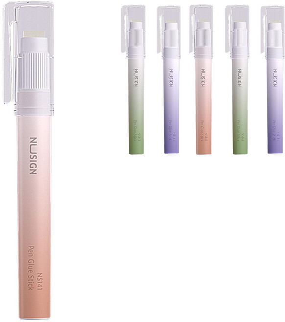 누사인 그라데이션 슬림 글루스틱 펜타입 딱풀 랜덤발송, 2.2g, 6개