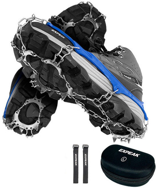 엑스피크 툰드라 13P 스텐아이젠 양발착용 + 하드케이스 세트, 네이비(아이젠)