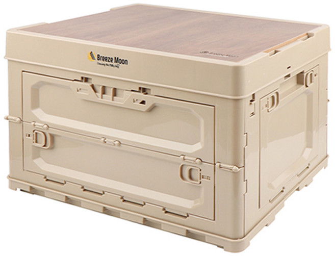 브리즈문 4면 오픈 폴딩박스 + 우드상판 세트, 탄 베이지