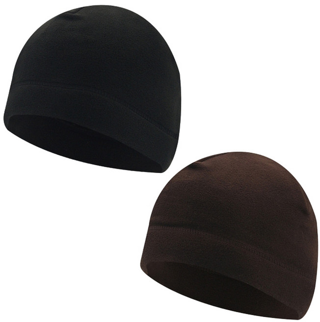 에이빅 히트기어 아웃도어 방한용 기모 비니 2p, 블랙 + 다크브라운