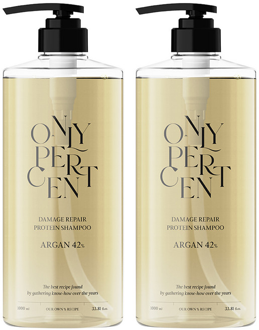 온리퍼센트 아르간 42 극손상 단백질 샴푸, 1L, 2개