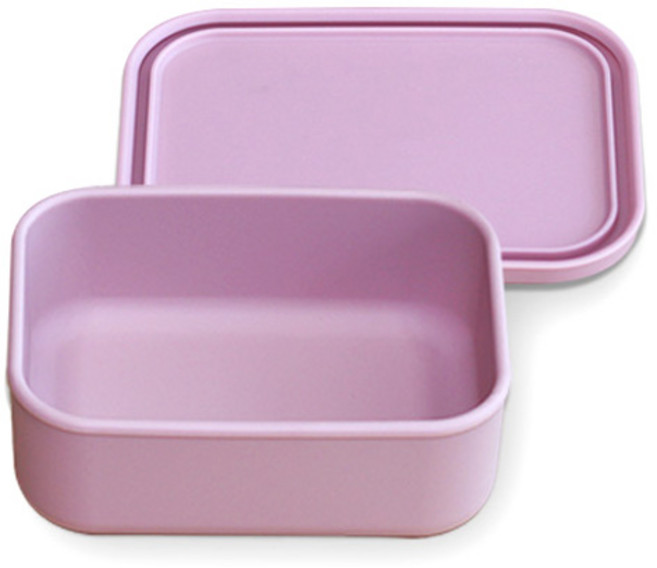 마미스테이블 푸드그레이드 실리콘 냉동실 전자레인지 밀폐용기 담소직사각 L, 베이비핑크, 1개
