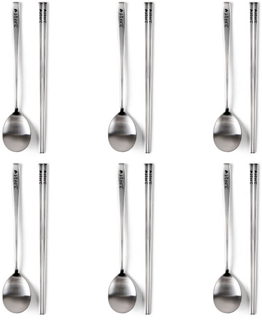 윌리브 국산 304스텐 캘리 수저, 고마워, 숟가락 + 젓가락, 6세트