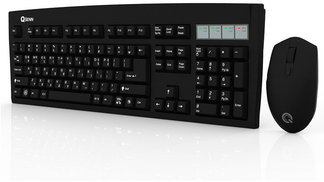 큐센 무선 키보드 마우스 세트, 일반형, MK350, 블랙