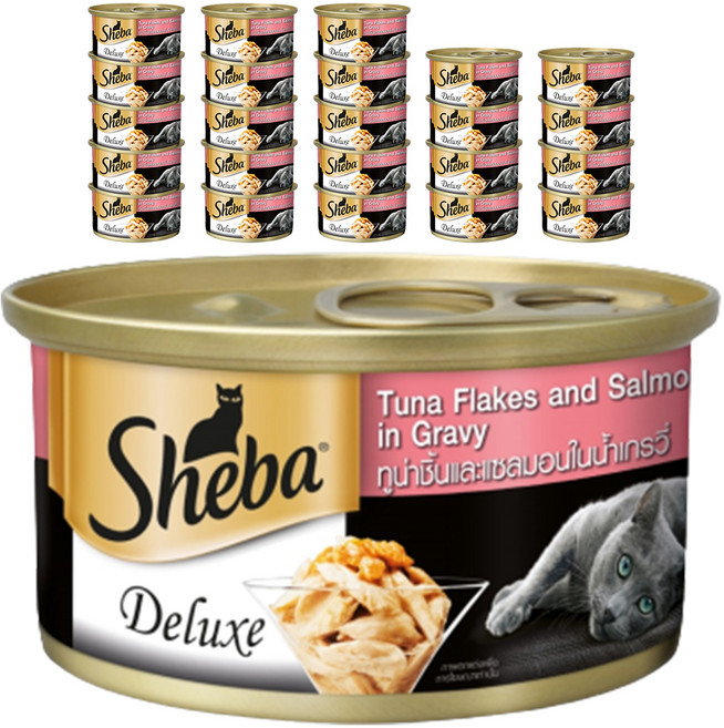 쉬바 1세 이상 고양이 간식 캔, 혼합맛(참치/연어), 85g, 24개