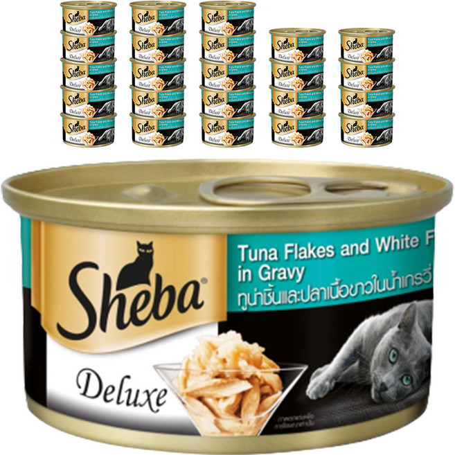 쉬바 1세 이상 고양이 간식 캔, 혼합맛(참치/흰살생선), 85g, 24개