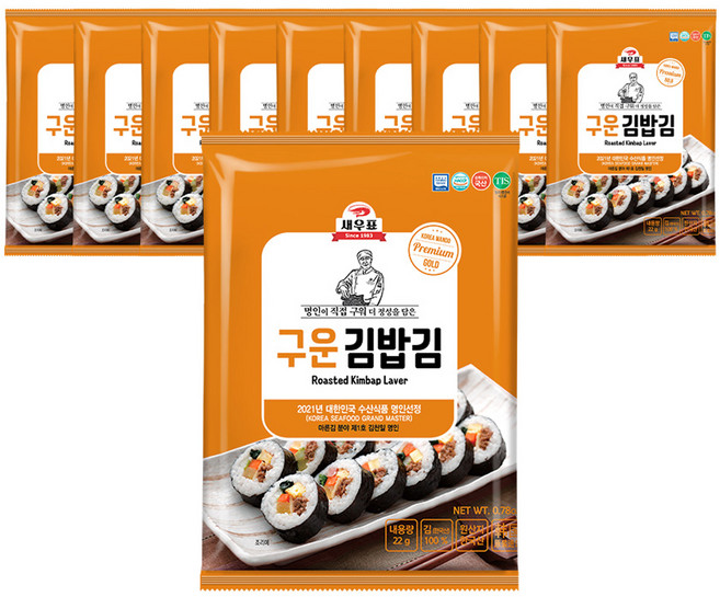 새우표 구운 김밥김, 22g, 10개