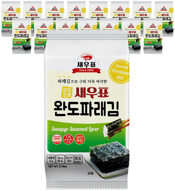 새우표 완도 파래 도시락김, 4g, 16개