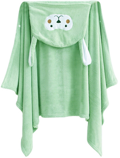 공유 아동용 극세사 샤워가운 후드타올 140 x 65 cm, 그린, 1개