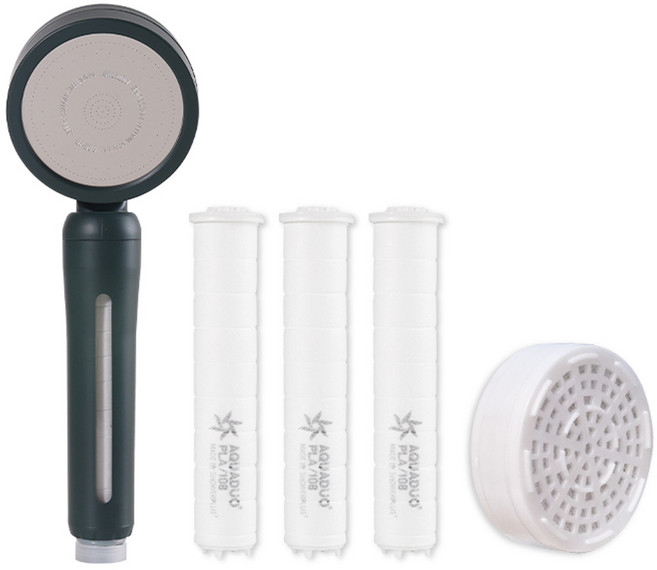 아쿠아듀오 블라썸 샤워기 + PLA필터 3p + 2차ACF헤드필터 세트, 1개, DEEP GREEN(샤워기)