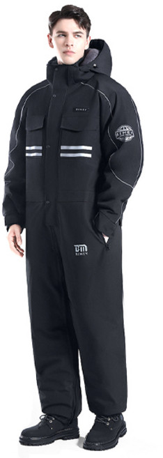 리버폭스 점프수트 패딩 플러스 벨벳 오토바이슈트, 프리미엄블랙