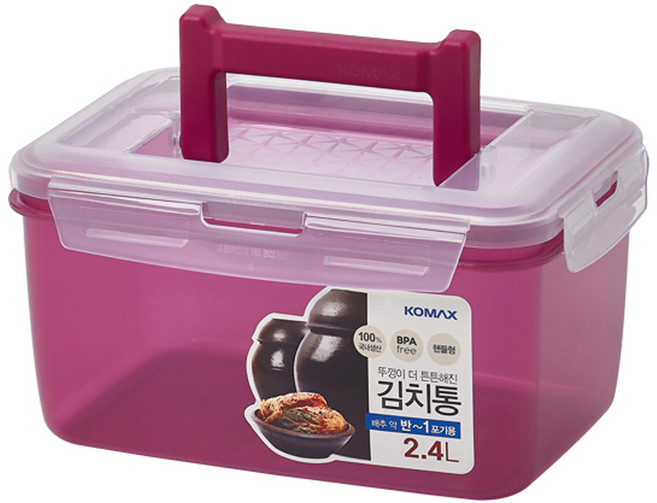 코멕스 뚜껑이 더 튼튼해진 김치통 마젠타, 2.4L, 1개