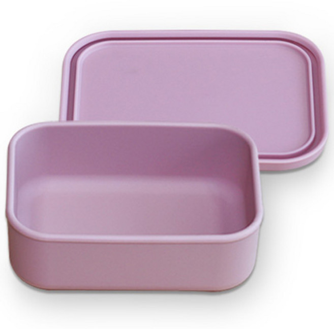 마미스테이블 푸드그레이드 실리콘 냉동실 전자레인지 밀폐용기 담소직사각 S, 베이비핑크, 1개