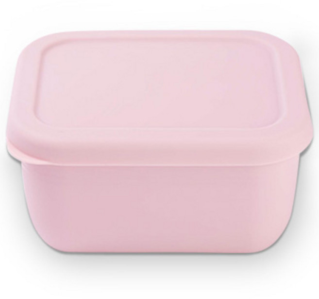 마미스테이블 푸드그레이드 실리콘 냉동실 전자레인지 밀폐용기 담소 L, 베이비핑크, 1개