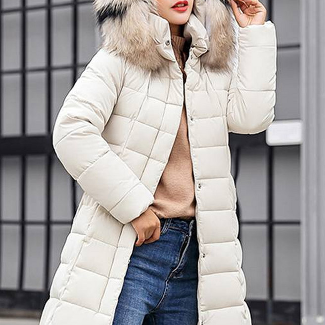 Elsso 女款修身連帽長版鋪棉外套