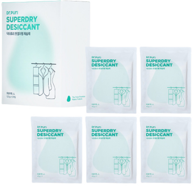 닥터퓨리 슈퍼드라이 옷걸이형 제습제 본품 5개입, 600g, 1개