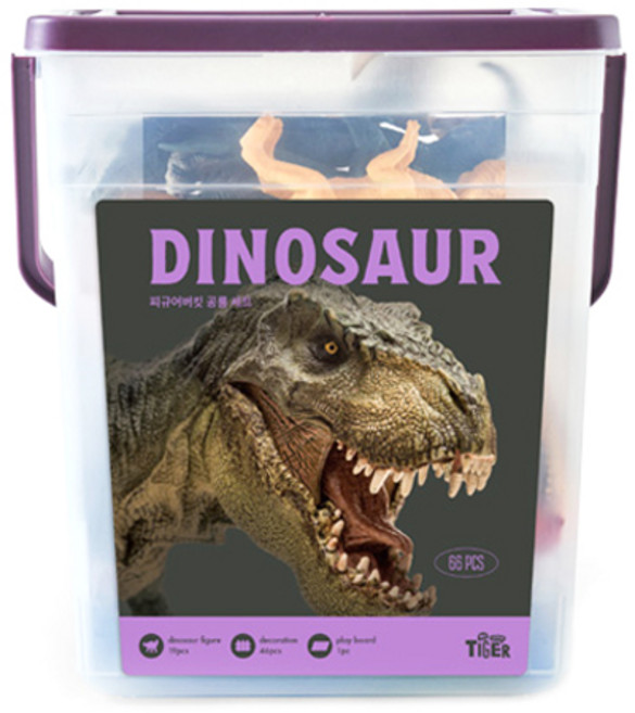 마이리틀타이거 피규어 버킷 공룡 66p 세트, 1세트