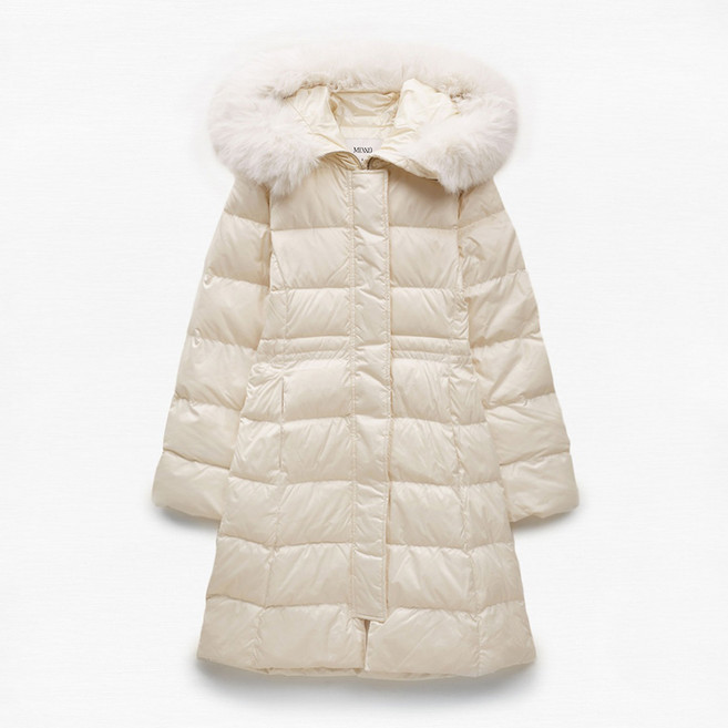 미쏘 여성용 페이크 퍼 슬림핏 롱 다운