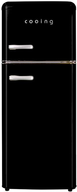 쿠잉전자 레트로 115L 2도어 냉장고 방문설치, REF-D121BK