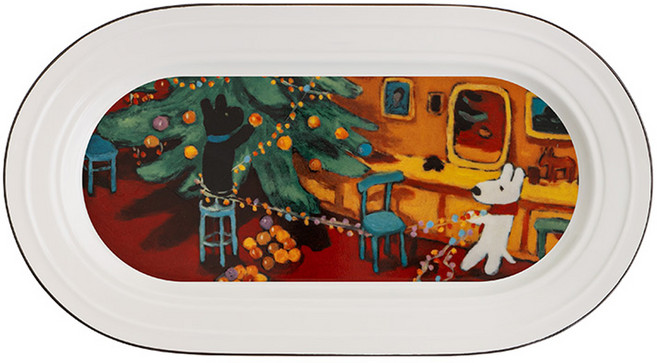 메종오브제 가스파드와 리사 크리스마스 에디션 타원접시, 트리, 1개