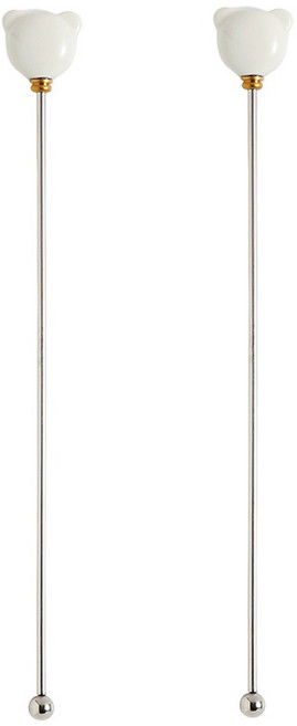 모다키친 세라믹 그립 곰돌이 머들러, 화이트, 2개