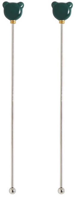 모다키친 세라믹 그립 곰돌이 머들러, 그린, 2개