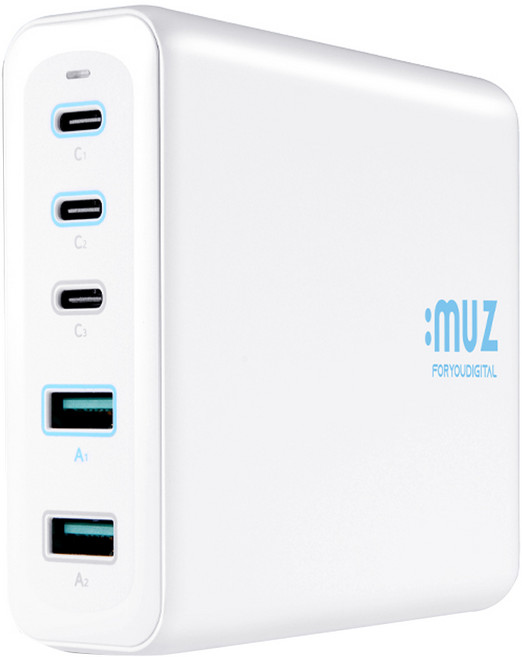 imuz 接地型高速多埠充電器 200W PPS PD PD200W-GAN, 1個, 白色