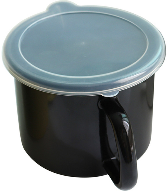 하코야 인덕션 법랑 원형 핸디 포트 편수냄비, 15cm, 블랙, 1개