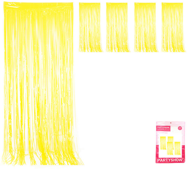 파티쇼 파티장식 은박수술 커튼, 파스텔옐로우, 4개