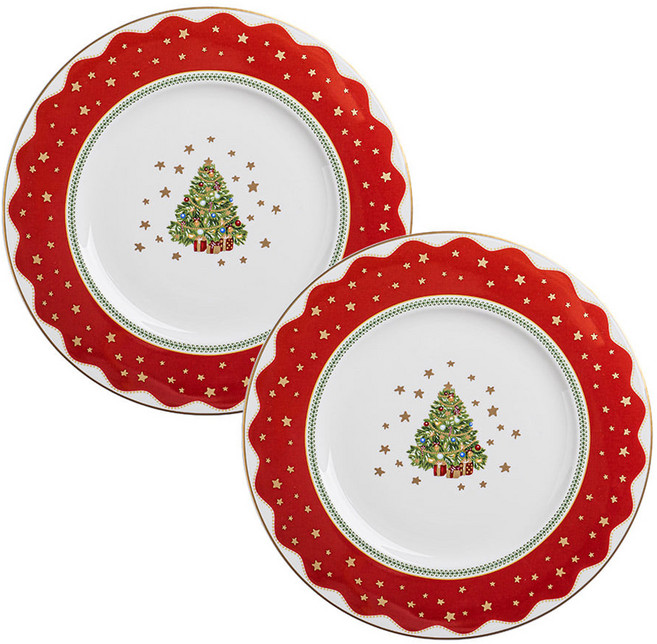 프라우나 크리스마스 마이노엘 원형접시, 혼합색상, 2개