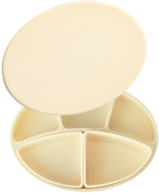 블루마마 유아용 모두아이 흡착식판 + 나눔플레이트 2종 + 흡착식판 컬러 뚜껑 세트, 버터, 흡착식판 + 나눔플레이트 소형 + 나눔플레이트 대형 + 흡착식판 컬러 뚜껑, 1세트