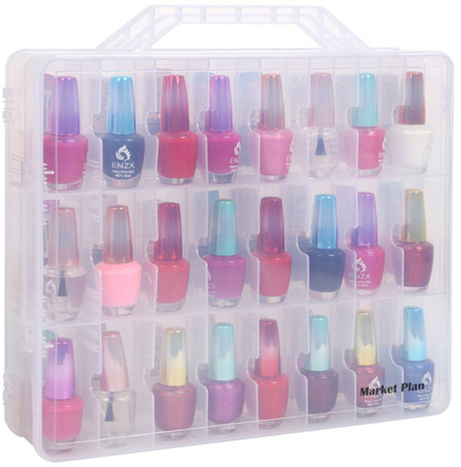 마켓플랜 다용도 휴대용 매니큐어 보관함 48칸, 혼합색상, 1개