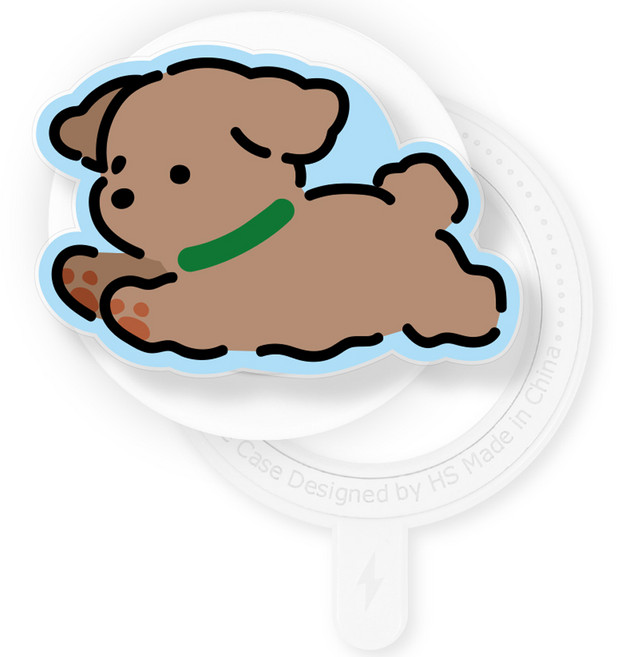 유스픽 디자인 맥세이프 스마트 톡톡 + 후면 마그네틱 링 스티커 세트, 나의작은멍멍이&야옹이 68 초코, 1세트