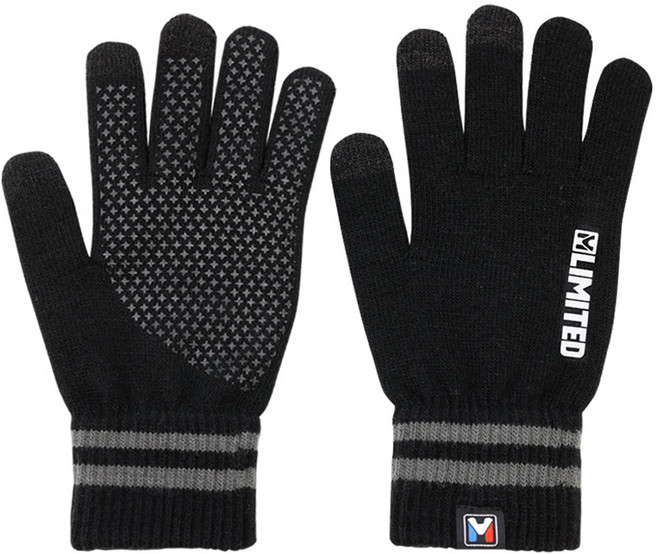 엠리밋 스마트 니트 기모 장갑 양손 세트, 블랙, 1개