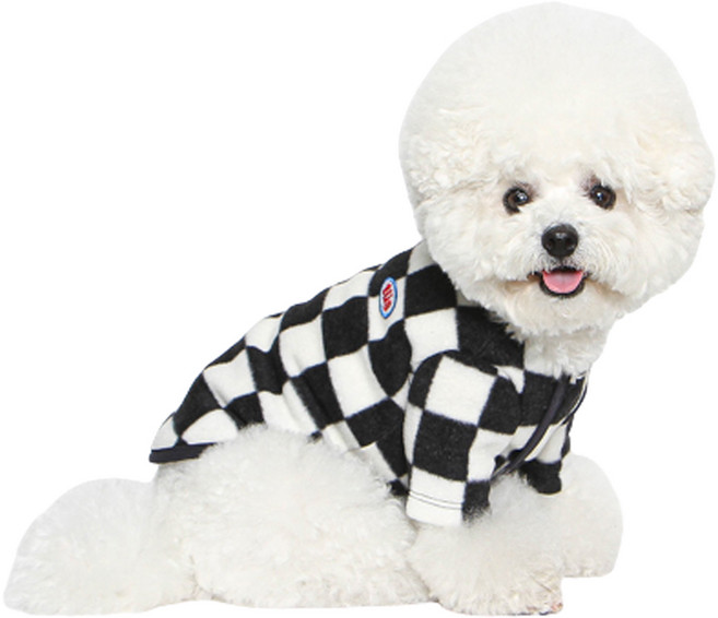 투스투스 강아지 체커보드 후리스 가디건, 혼합색상, 1개