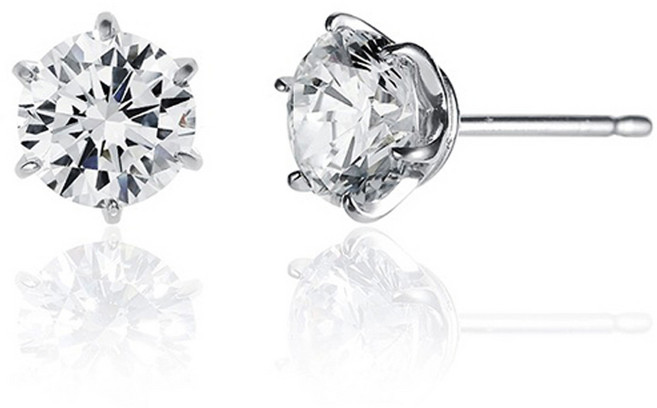 엔클레어 여성용 모이사나이트 엑설런트컷팅 랩다이아몬드 6프롱 0.5캐럿 925실버 18k 귀걸이