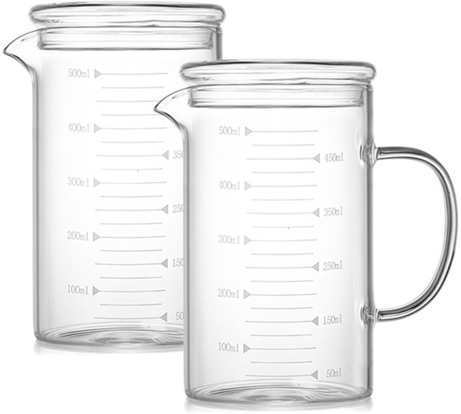 헬로키친 내열유리 핸들 계량컵, 500ml, 2개