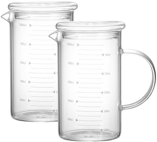 헬로키친 내열유리 핸들 계량컵, 1000ml, 2개